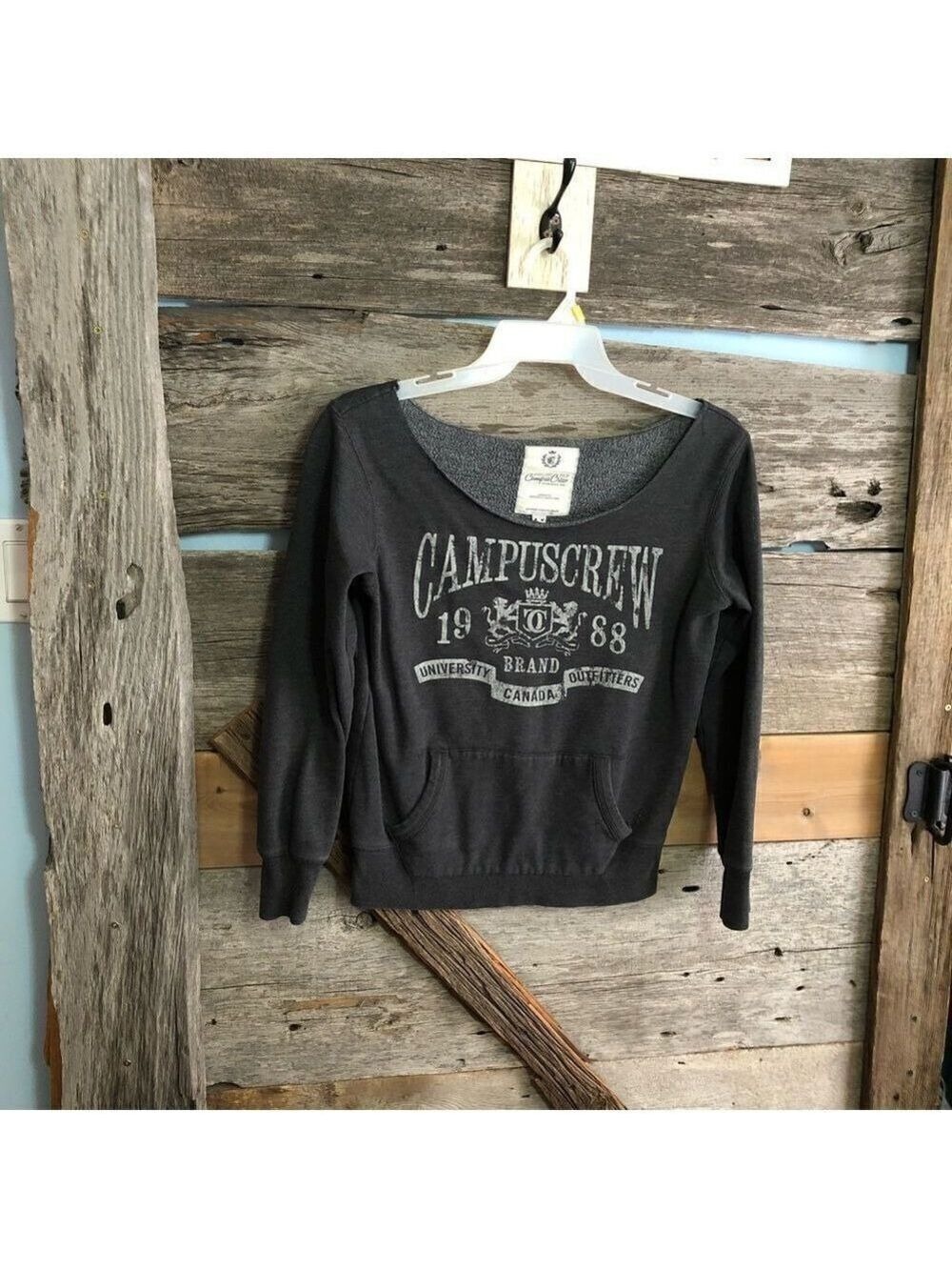 CAMPUS Crew Size Med Grey Wide Scoop Neck Sweatshirt